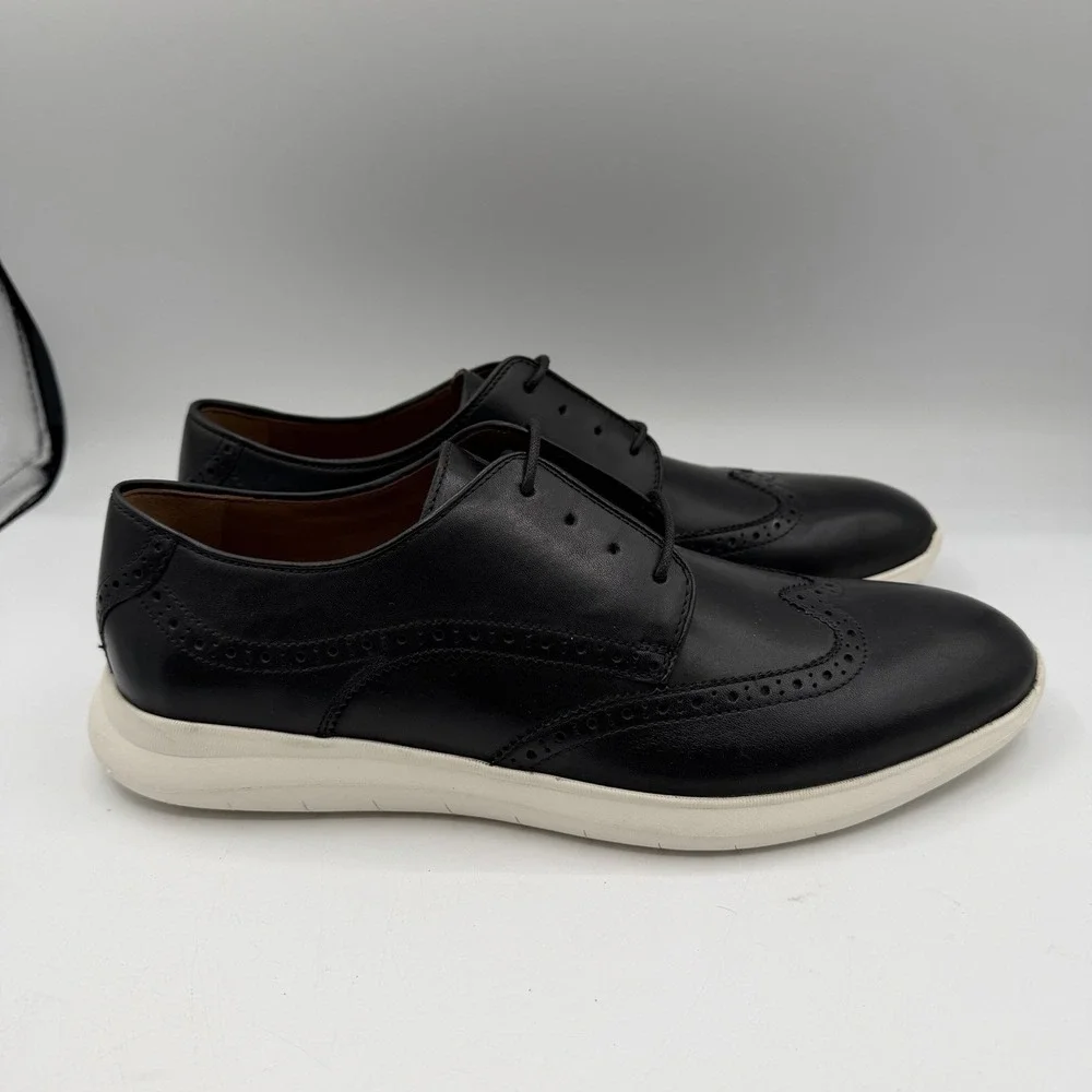 Johnston‎ & Murphy Wingtip Shoes Mens 9.5 M Black Sheepskin Lightweight Trufoam